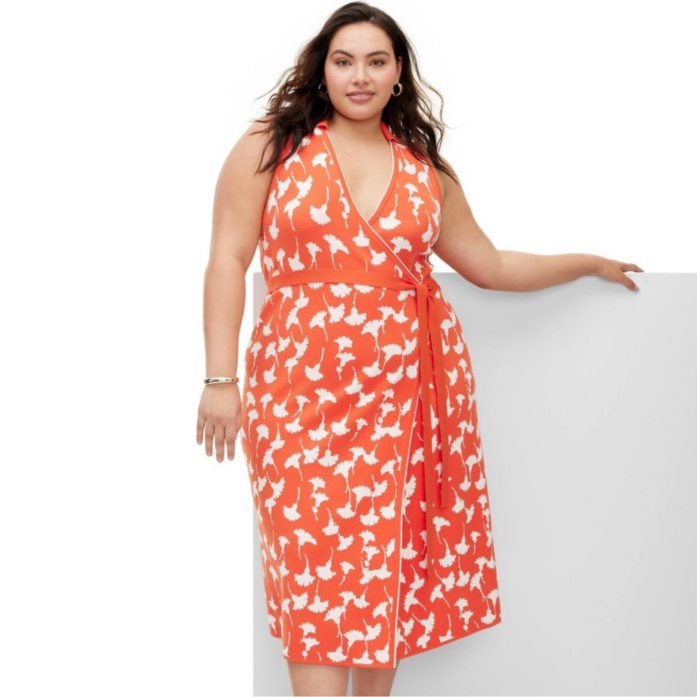 DVF for Target Collared Cherry Tomato Sleeveless Ginkgo Wrap Dress - 1X